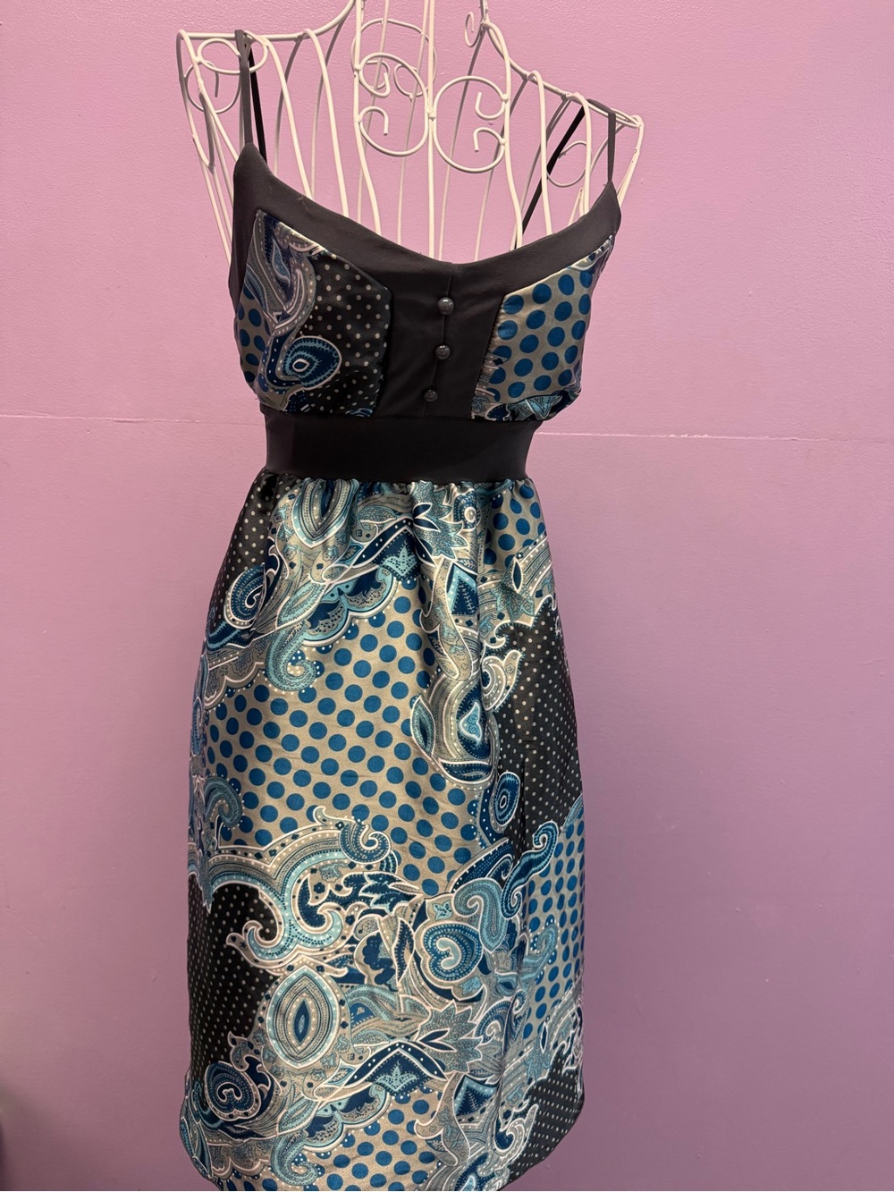 Charlotte Russe Black & Blue Paisley Strapless Dress